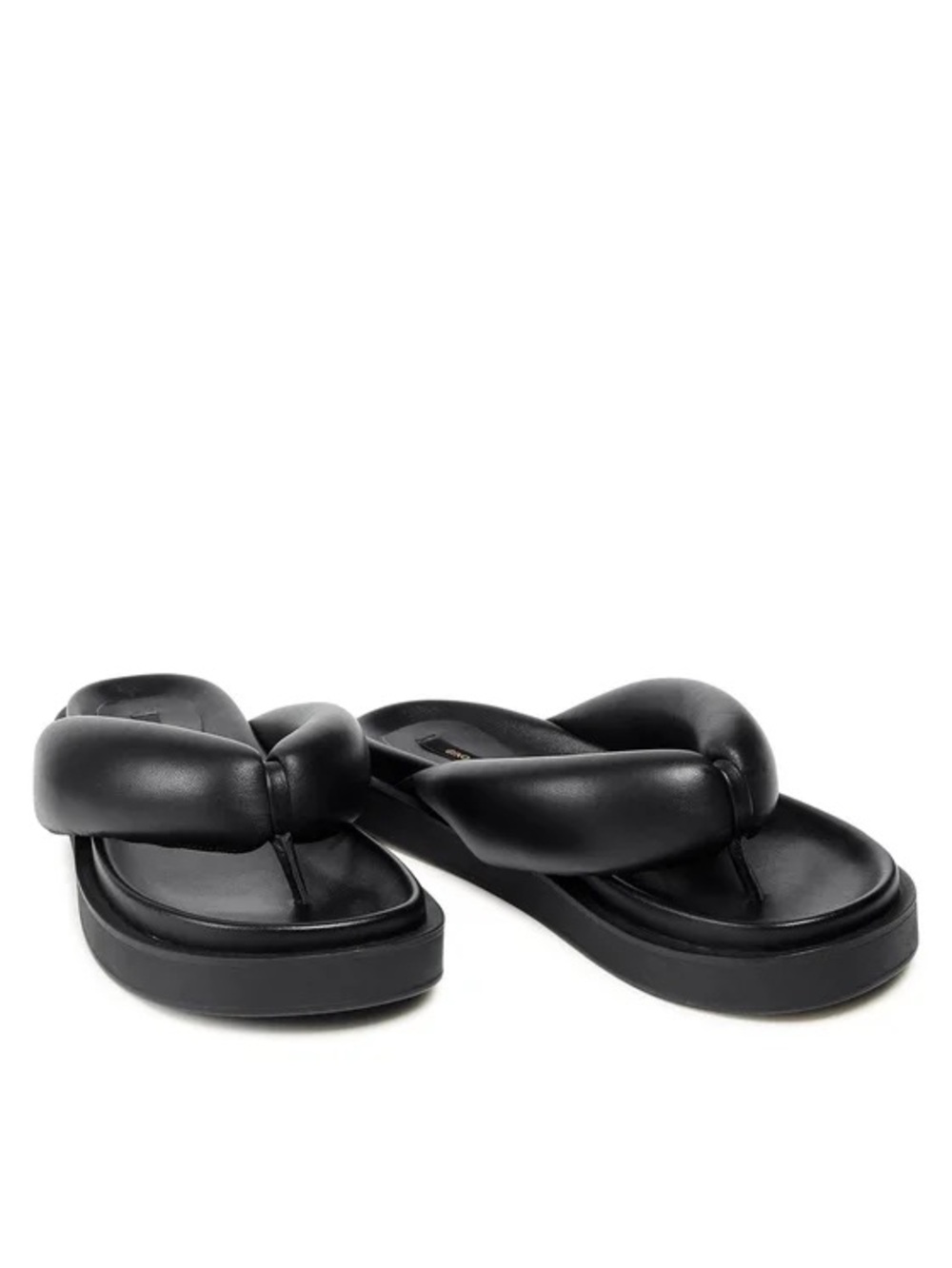 Gino Rossi black leather puffy flip flops